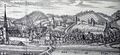 Reichenhall um 1700, links im Hintergrund St. Zeno (11) und das Kirchholz