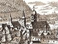 Die Ägidikirche um 1700 mit Türmerstube und Welscher Haube (rechts)